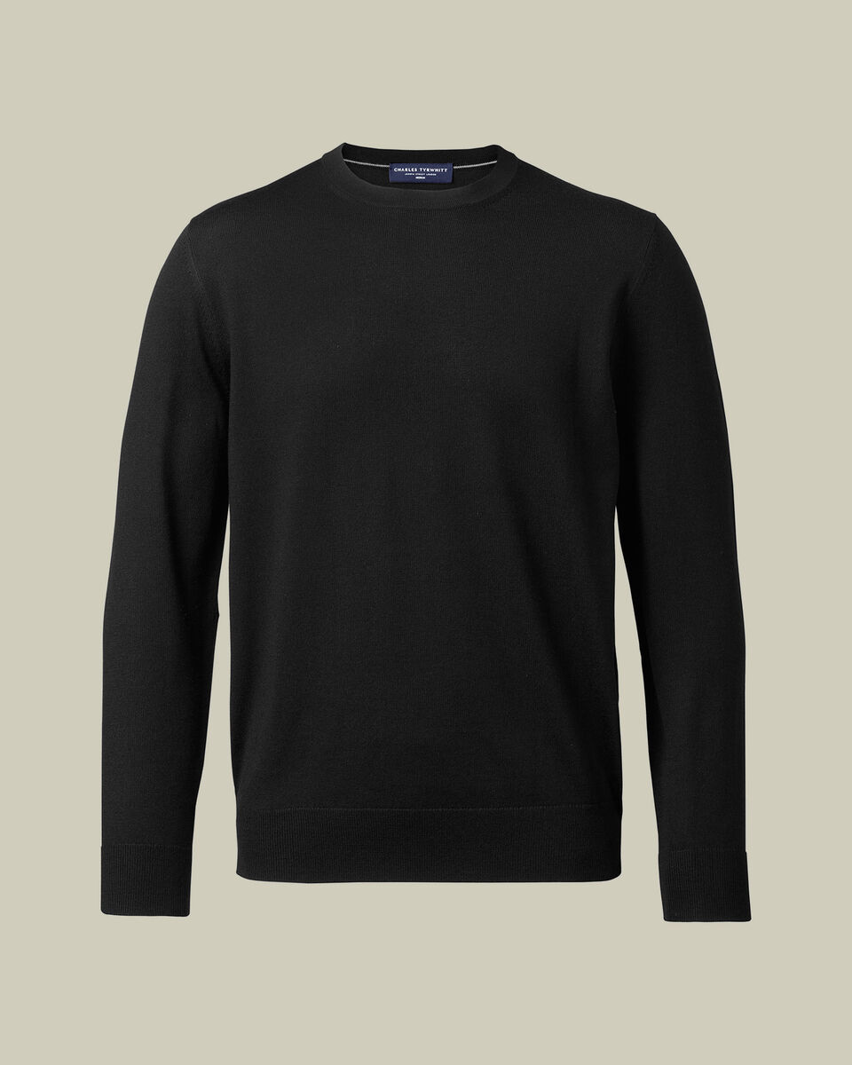 Pure Merino Crew Neck Jumper - Black