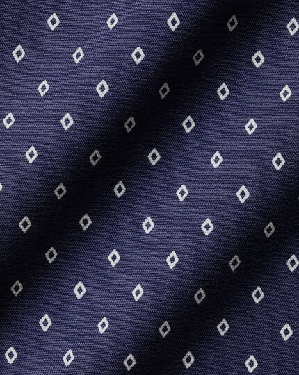 Semi-Cutaway Collar Non-Iron Diamond Print Shirt - French Blue