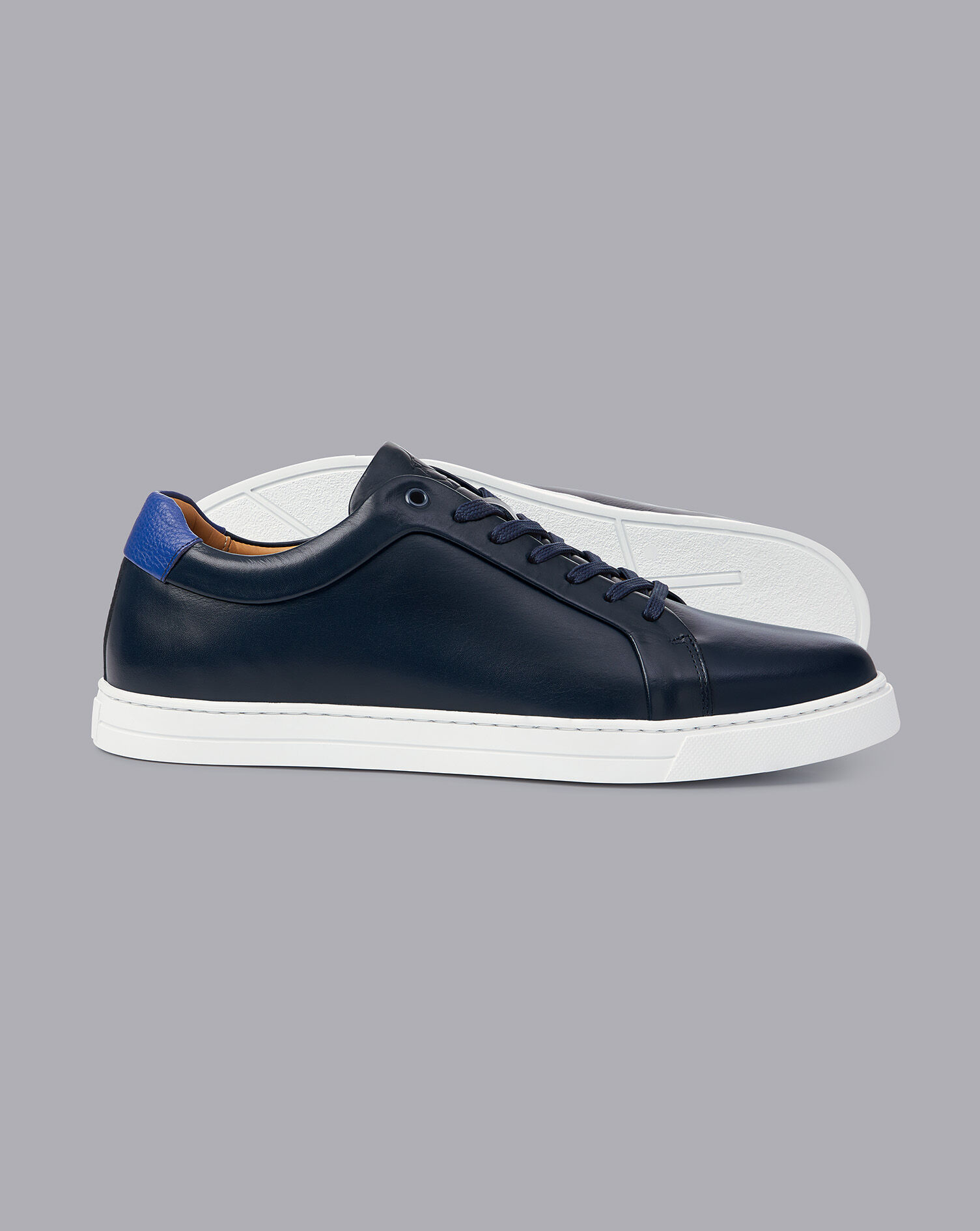 navy leather mens trainers
