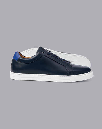 Leather Trainers  - French Blue