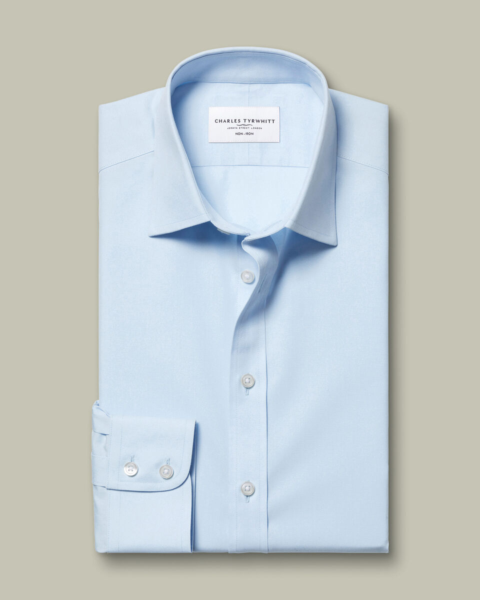 Non-Iron Stretch Poplin Shirt - Sky Blue
