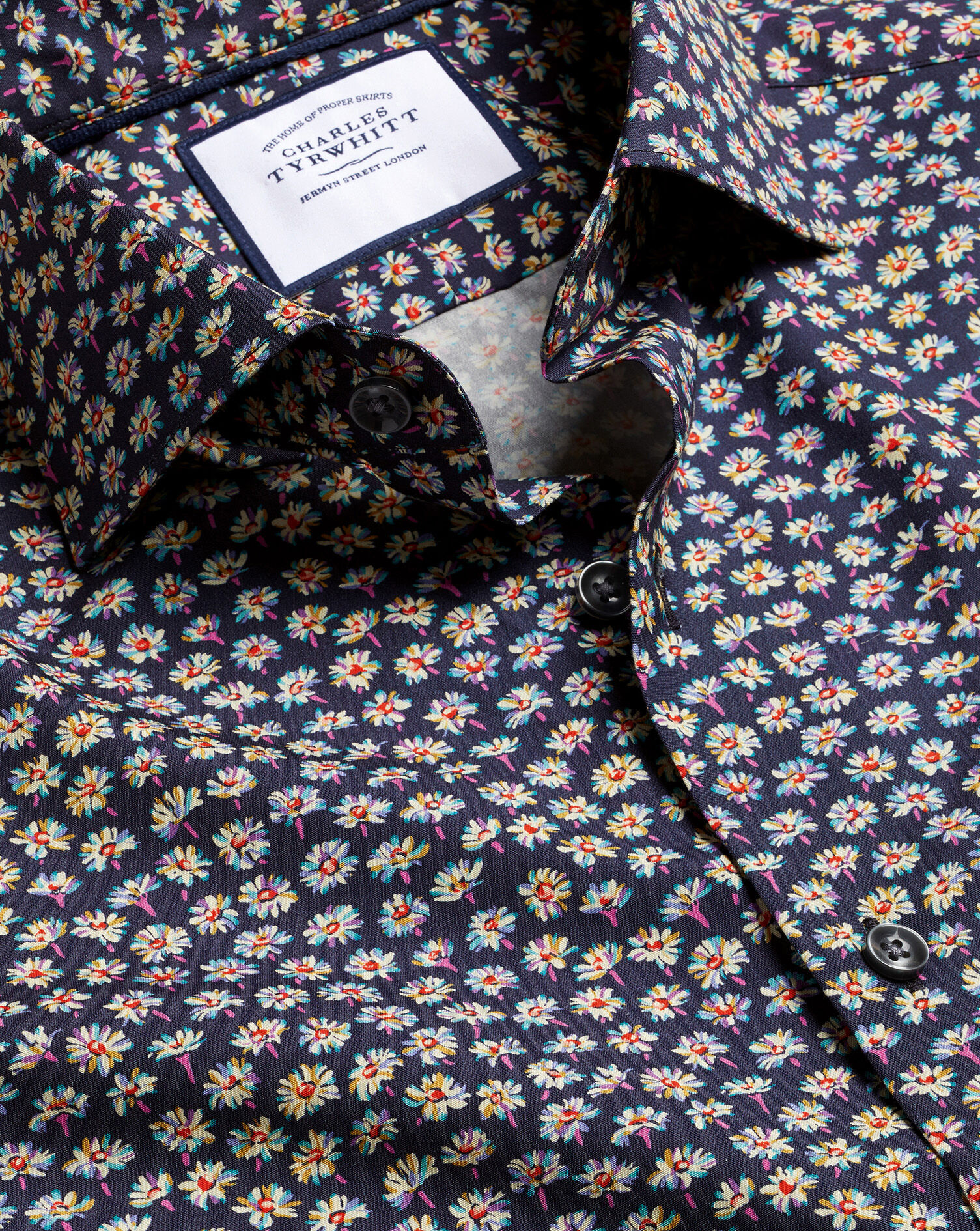 Semi-Cutaway Collar Shirt - Navy 