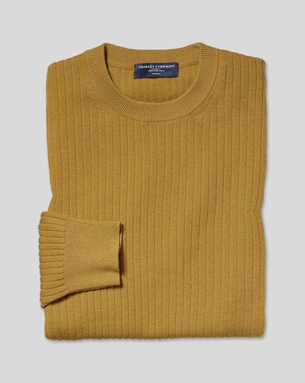 Wool Cotton Rib Sweater - Dark Yellow