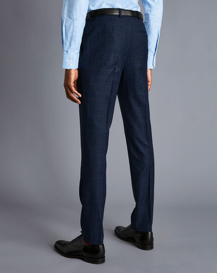 Textured Tonal Check Business Suit Pants - Midnight Blue