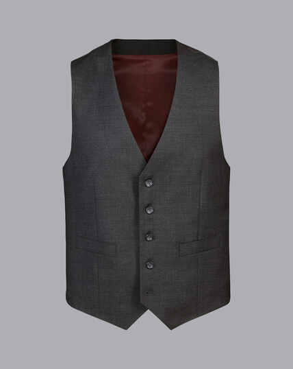 Natural Stretch Twill Vest - Charcoal