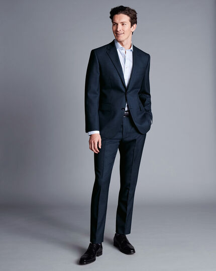 Micro Check Suit Pants - Ink Blue