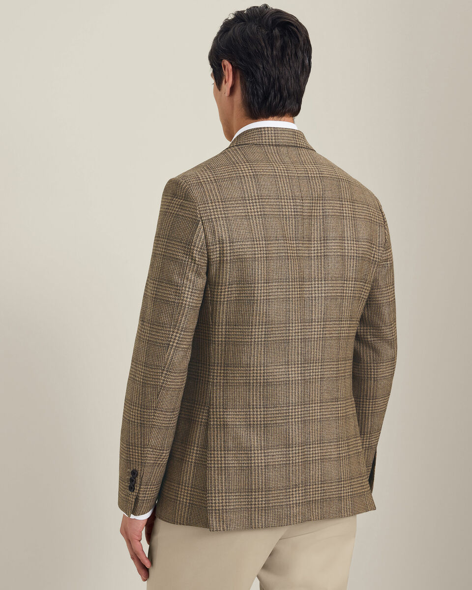 Veste de costume de luxe italienne Prince-de-galles - Camel
