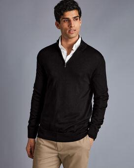 Merino Quarter Zip Sweater - Black