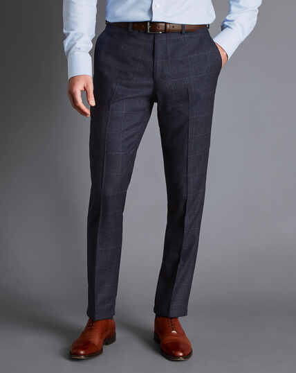 SF Denim Blue Prince of Wales Check Suit Trousers