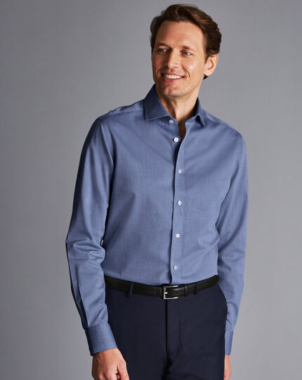 Spread Collar Non-Iron Regent Weave Shirt - Royal Blue