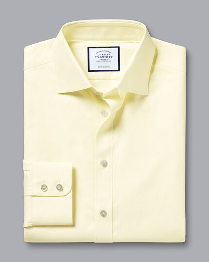 Semi-Cutaway Collar Egyptian Cotton Berkshire Weave Shirt - Lemon