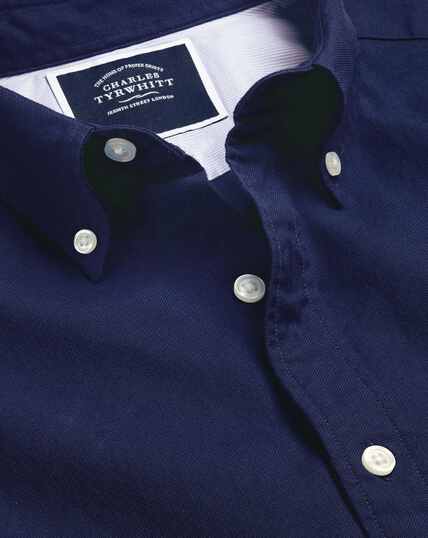 Button-Down Collar Washed Oxford Shirt - Royal Blue