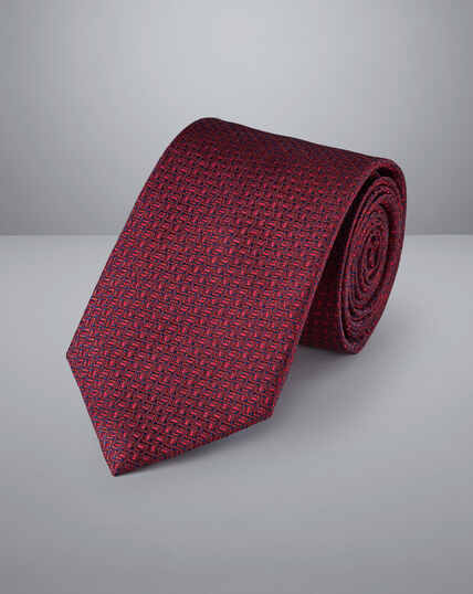 Stain Resistant Patterned Silk Tie - Red