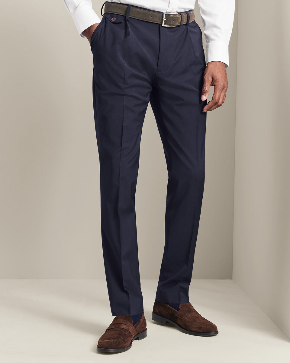 Wool Stretch Trousers - Navy