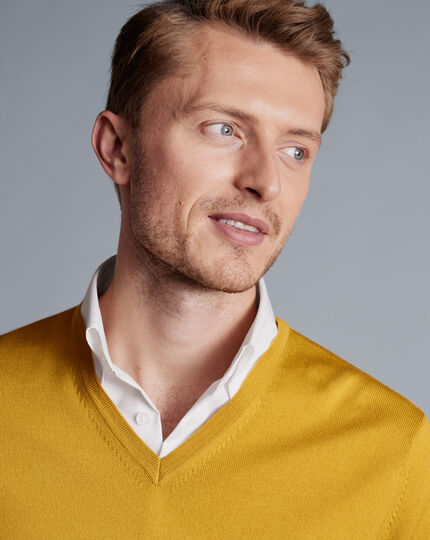 Pure Merino V-Neck Sweater - Yellow