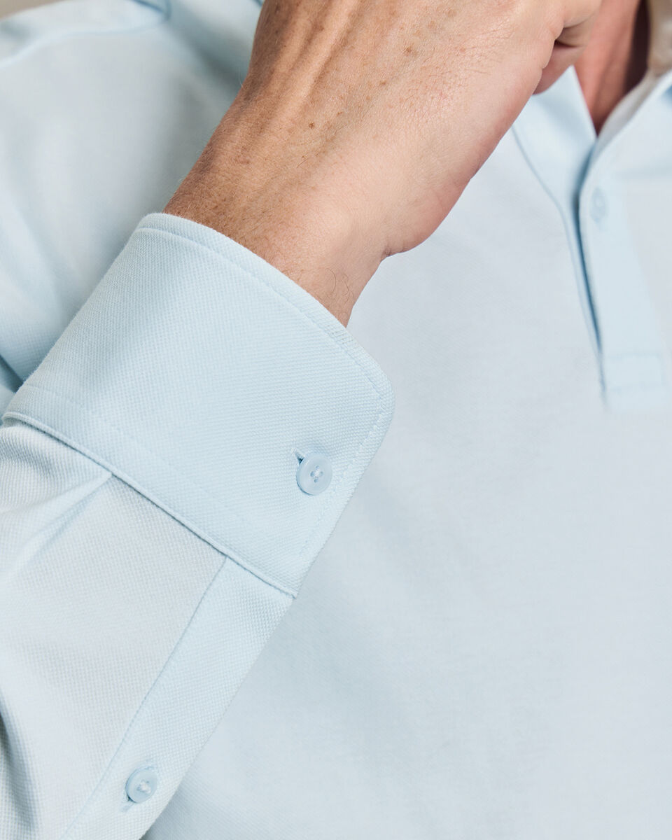 Long Sleeve Smart Pique Polo - Ice Blue