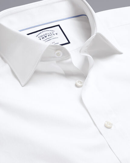 Semi-Cutaway Collar Egyptian Cotton Poplin Shirt - White