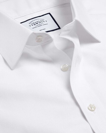 Men's Charles Tyrwhitt Twill Jersey Casual Shirt - White Size XXXL Cotton