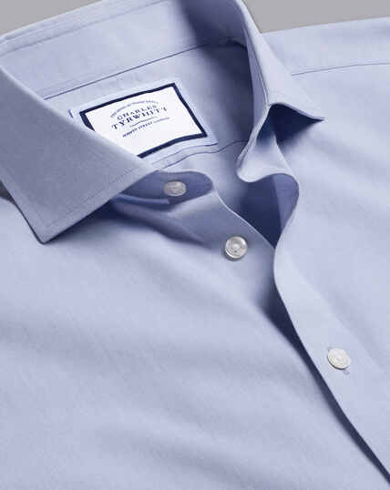 Cutaway Collar Non-Iron Poplin Shirt - Steel Blue