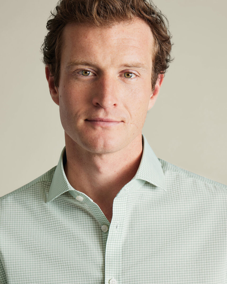 Non-Iron Poplin Gingham Shirt - Green