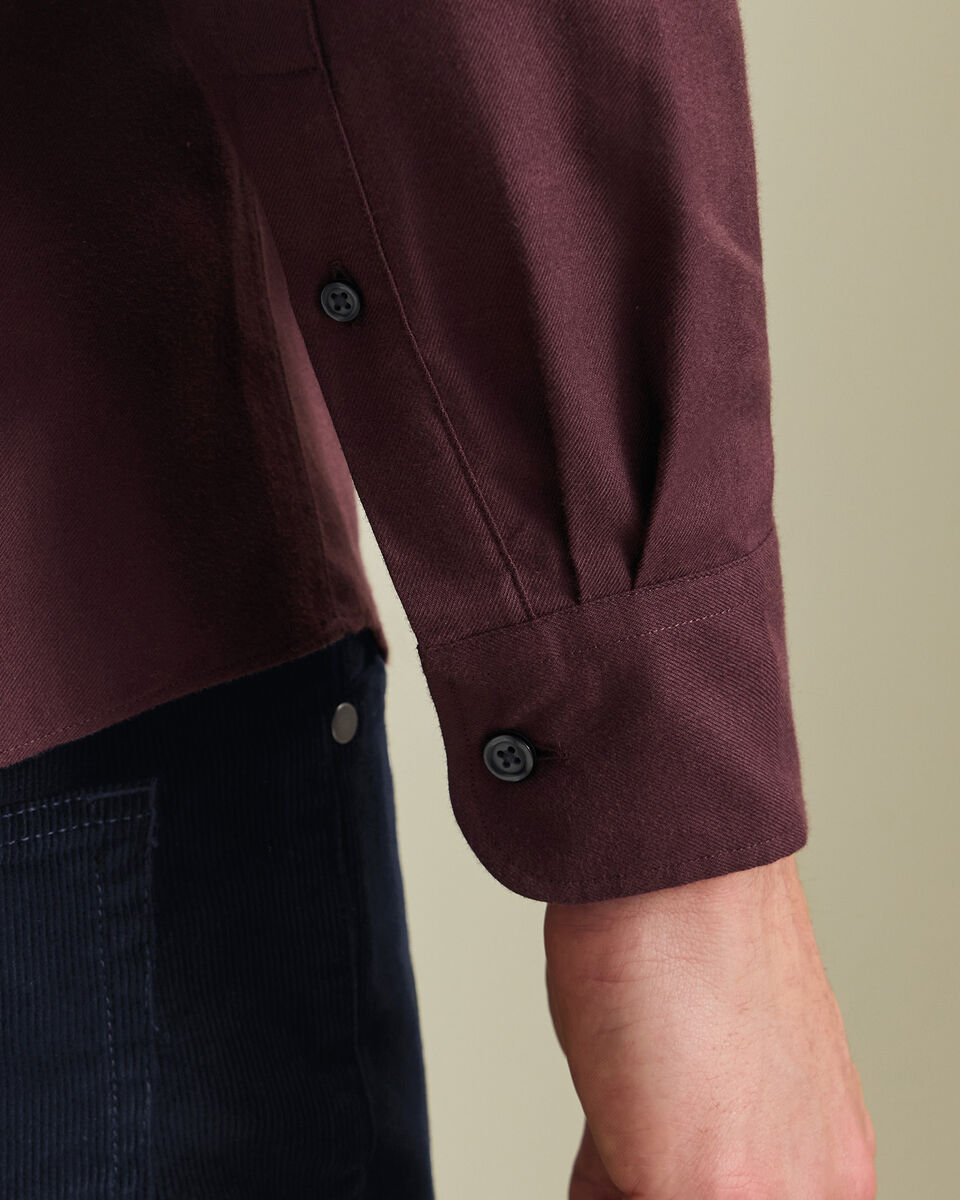 Brushed Flannel Shirt - Burgundy