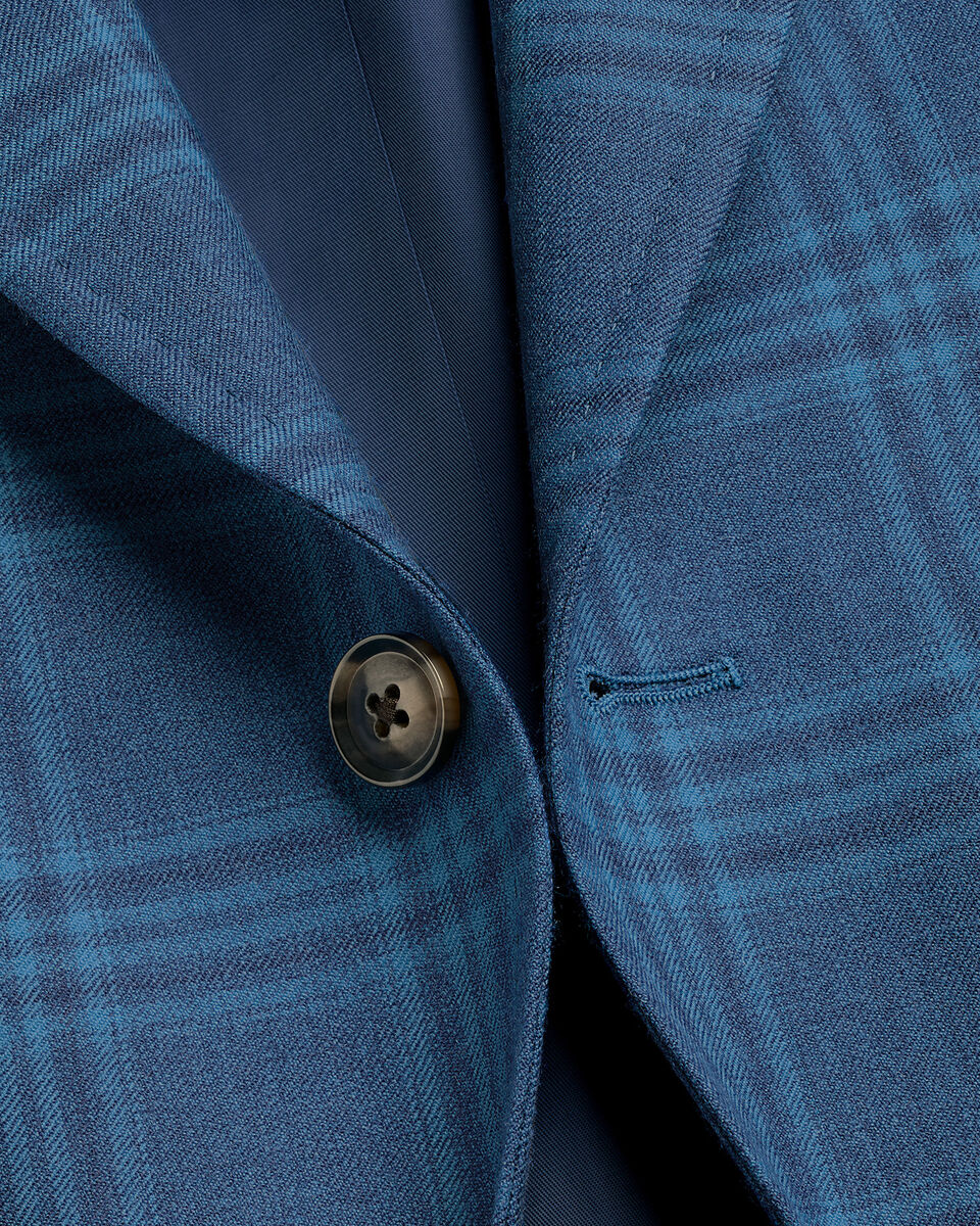 Lightweight Wool Check Jacket - Mid Blue