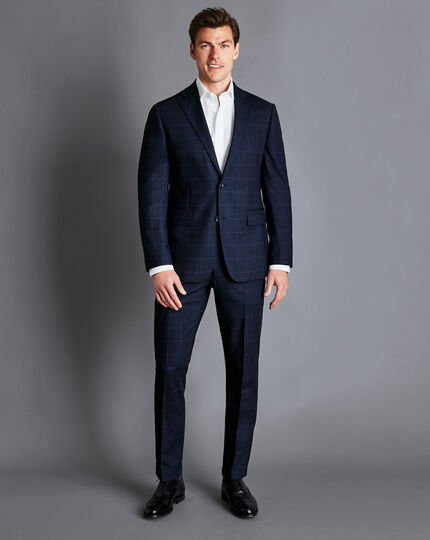 French Blue Prince of Wales Check Suit Pants