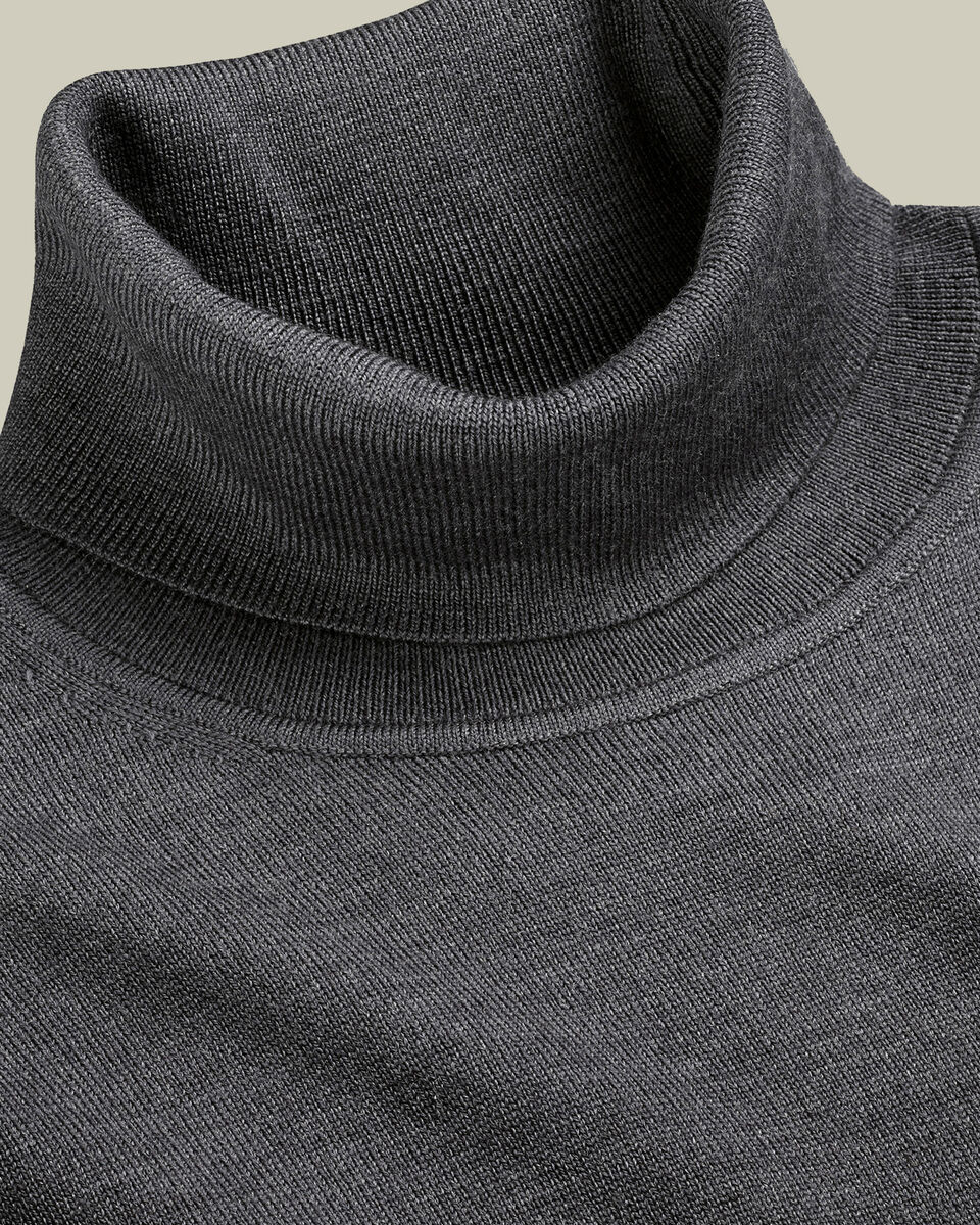 Inserch Cotton Blend Turtleneck Sweater Grey 4708