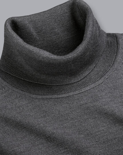 Merino Roll Neck Sweater - Grey