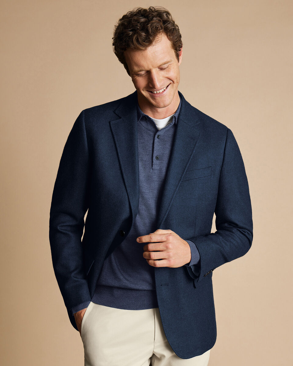 Twill Wool Jacket Navy Charles Tyrwhitt