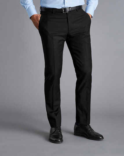 Natural Stretch Twill Suit Trousers - Black
