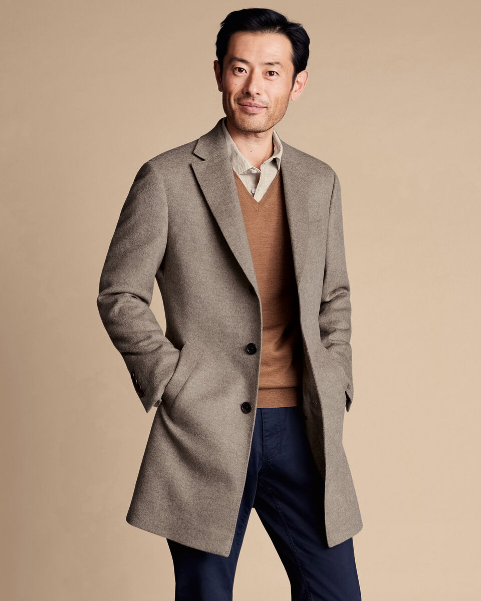 Wool Overcoat Oatmeal Charles Tyrwhitt