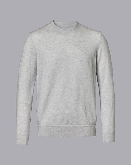 Merino Cashmere Crew Neck Sweater - Silver 