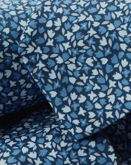 Made with Liberty Fabric Petal Print Tie - Indigo Blue
