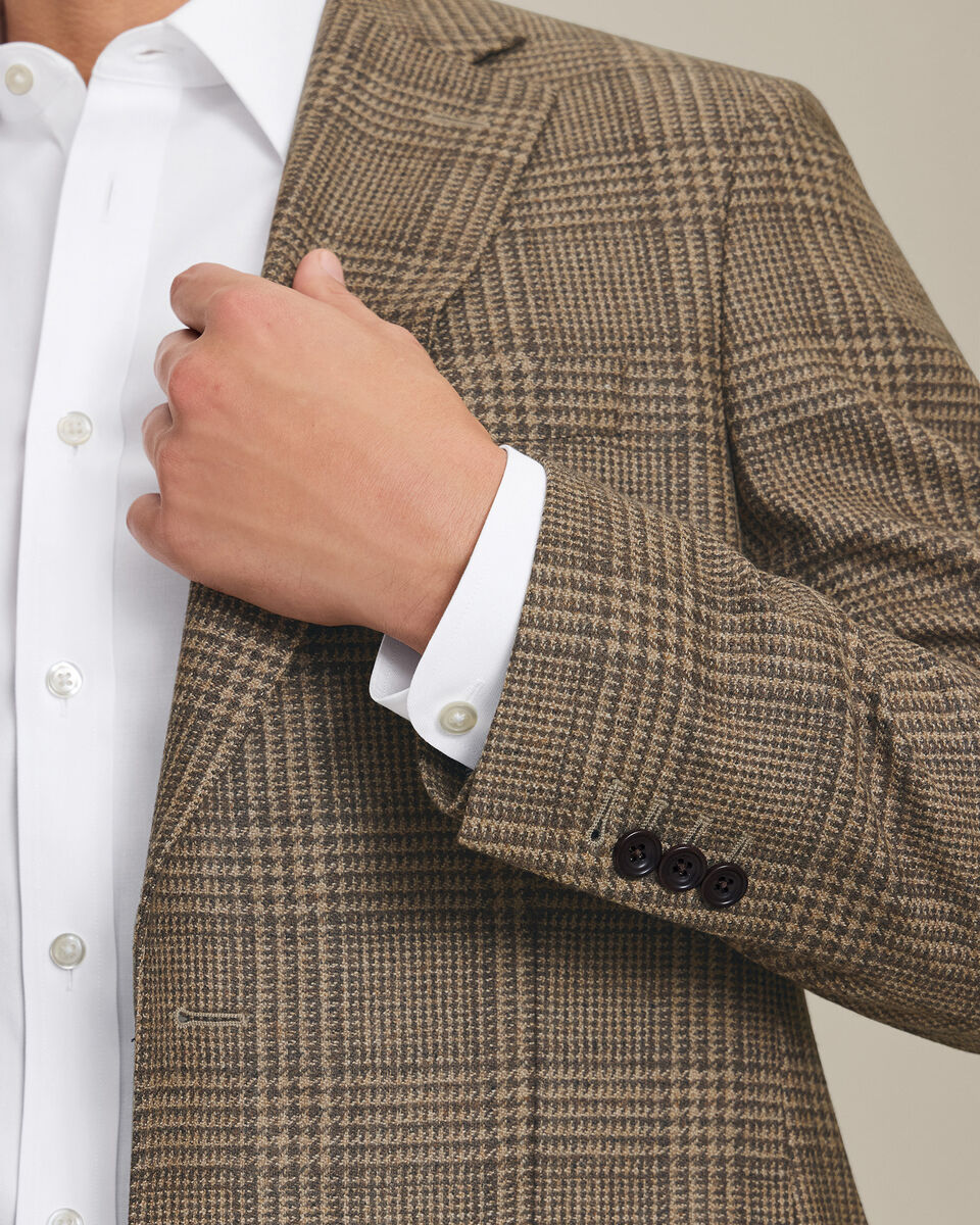 Veste de costume de luxe italienne Prince-de-galles - Camel
