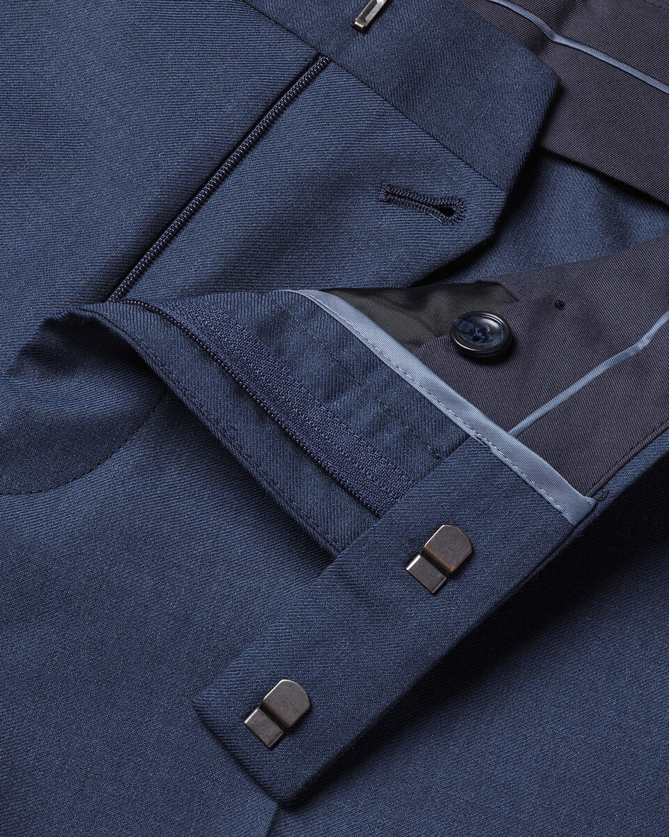 Natural Stretch Twill Suit Pants - Indigo Blue