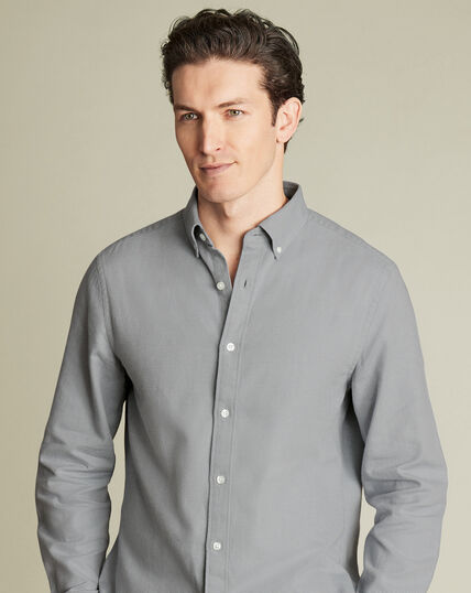 Textured Flannel Shirt - Light Grey