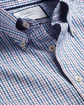 Bügelfreies Oxfordhemd mit Button-down-Kragen und bunten Karos - Dunkelrosa