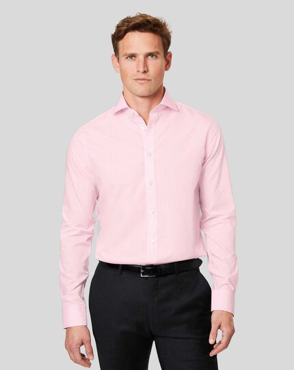 Cutaway Collar Non-Iron Prince of Wales Check Shirt - Pink
