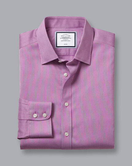 Non-Iron Twill Puppytooth Shirt - Purple