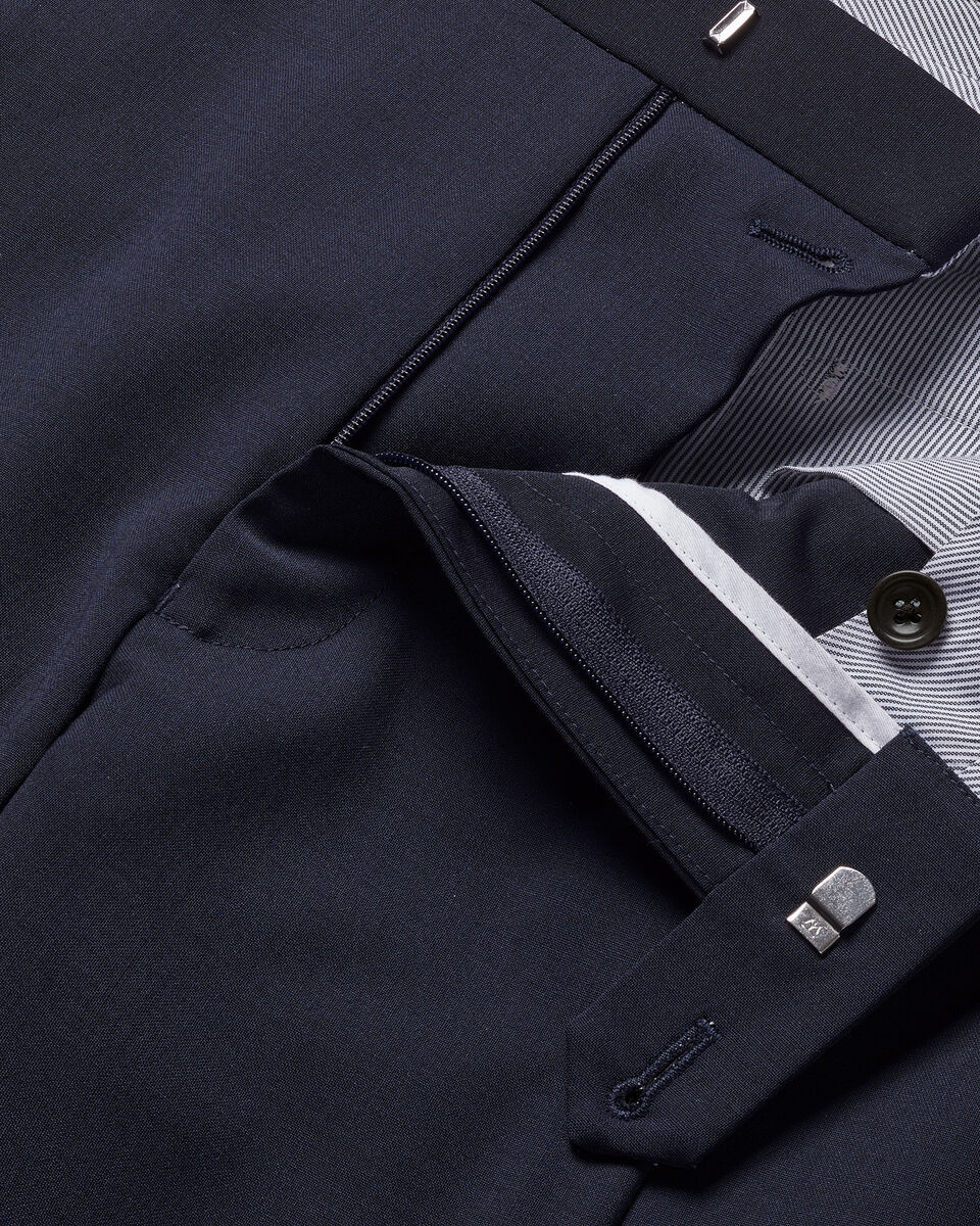 Wool Stretch Trousers - Navy