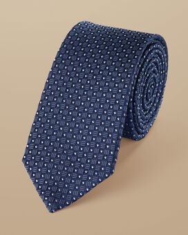 Cravate Slim Semi-Unie En Soie - Bleu Royal