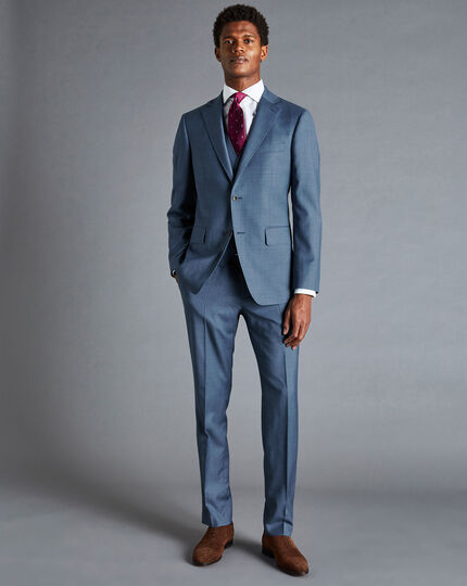 Sharkskin Suit Vest - Cornflower Blue