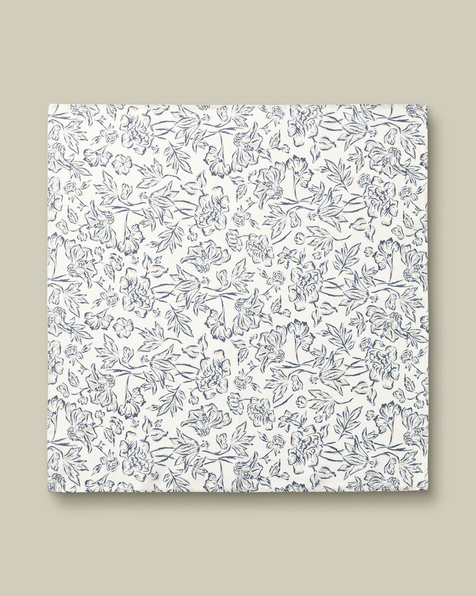 Silk Floral Pocket Square - Ivory