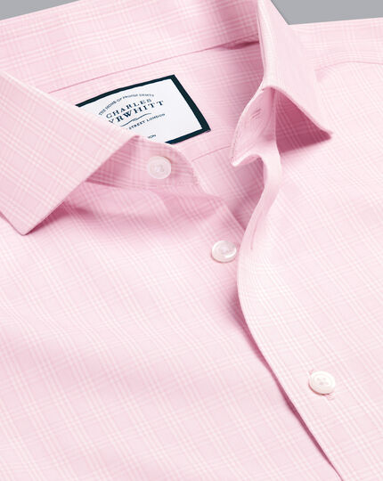 Cutaway Collar Non-Iron Prince of Wales Check Shirt - Pink