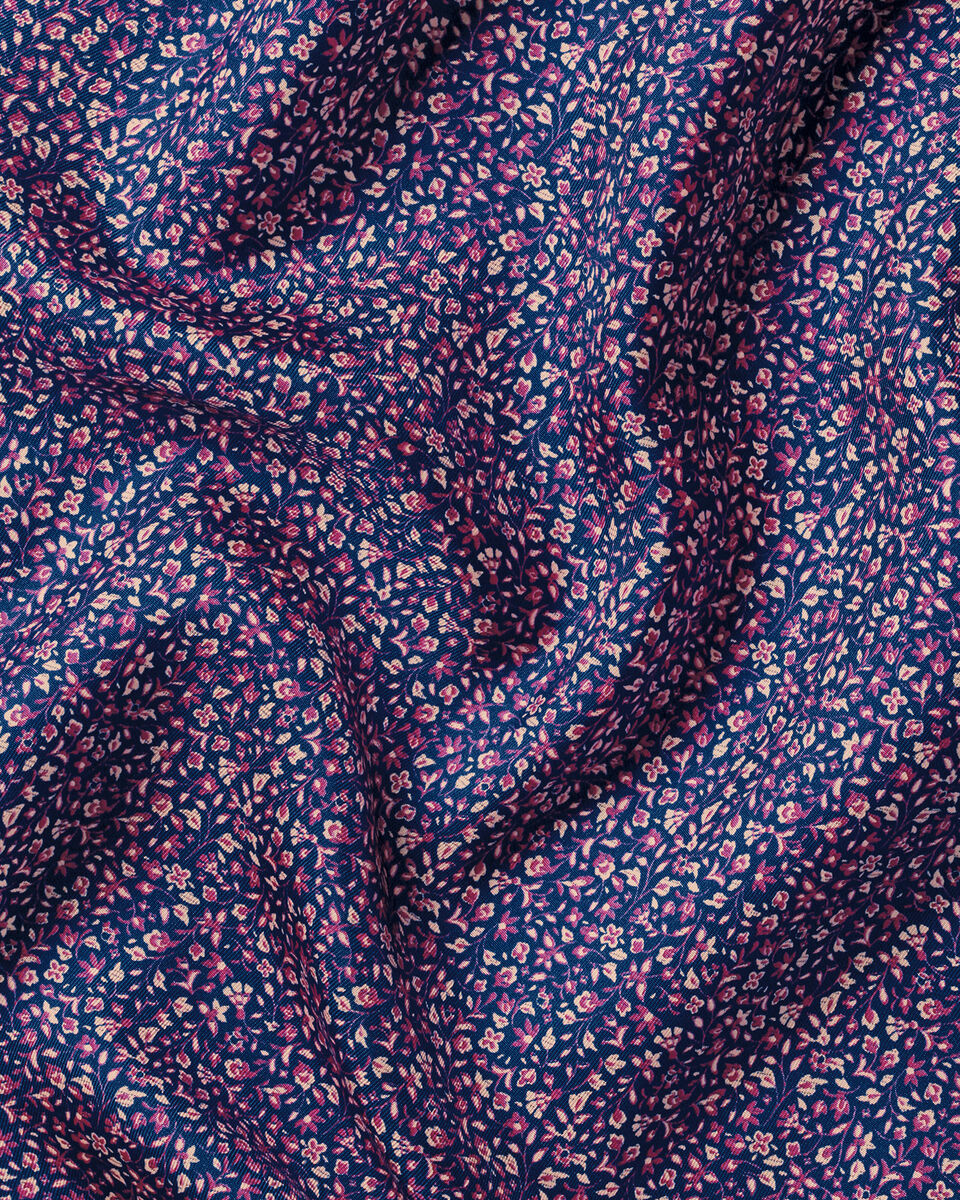Silk Floral Pocket Square - Royal Blue & Pink
