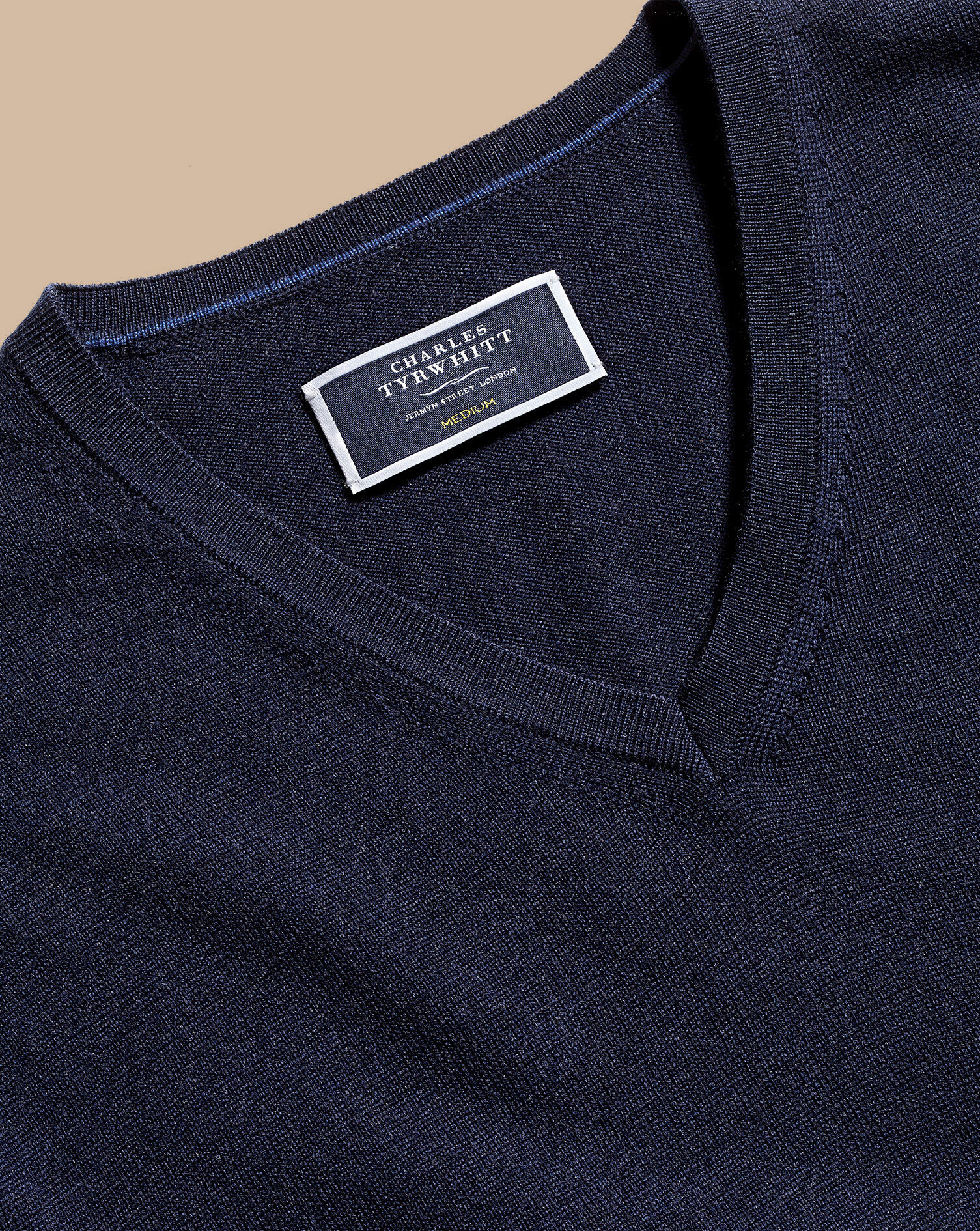 Merino V-Neck Jumper - Navy | Charles 