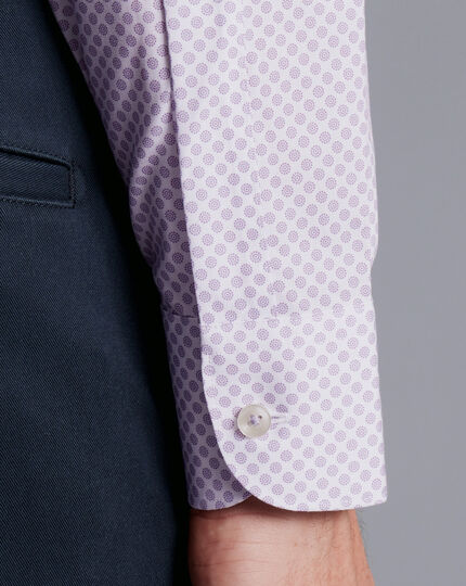 Semi-Cutaway Collar Non-Iron Circle Print Shirt - Mauve Purple
