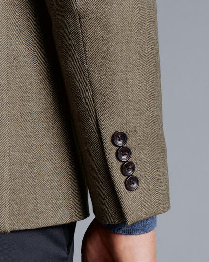 Herringbone Wool Texture Jacket - Taupe