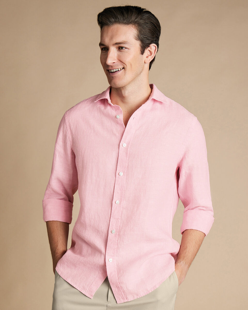 Pure Linen Shirt - Pink | Charles Tyrwhitt